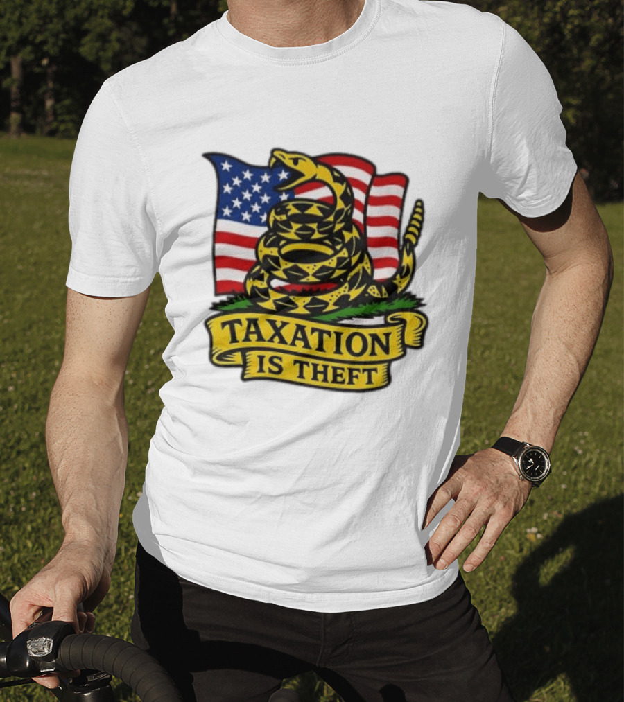 Taxation Is Theft Gadsden Flag American Flag Snake T-Shirt