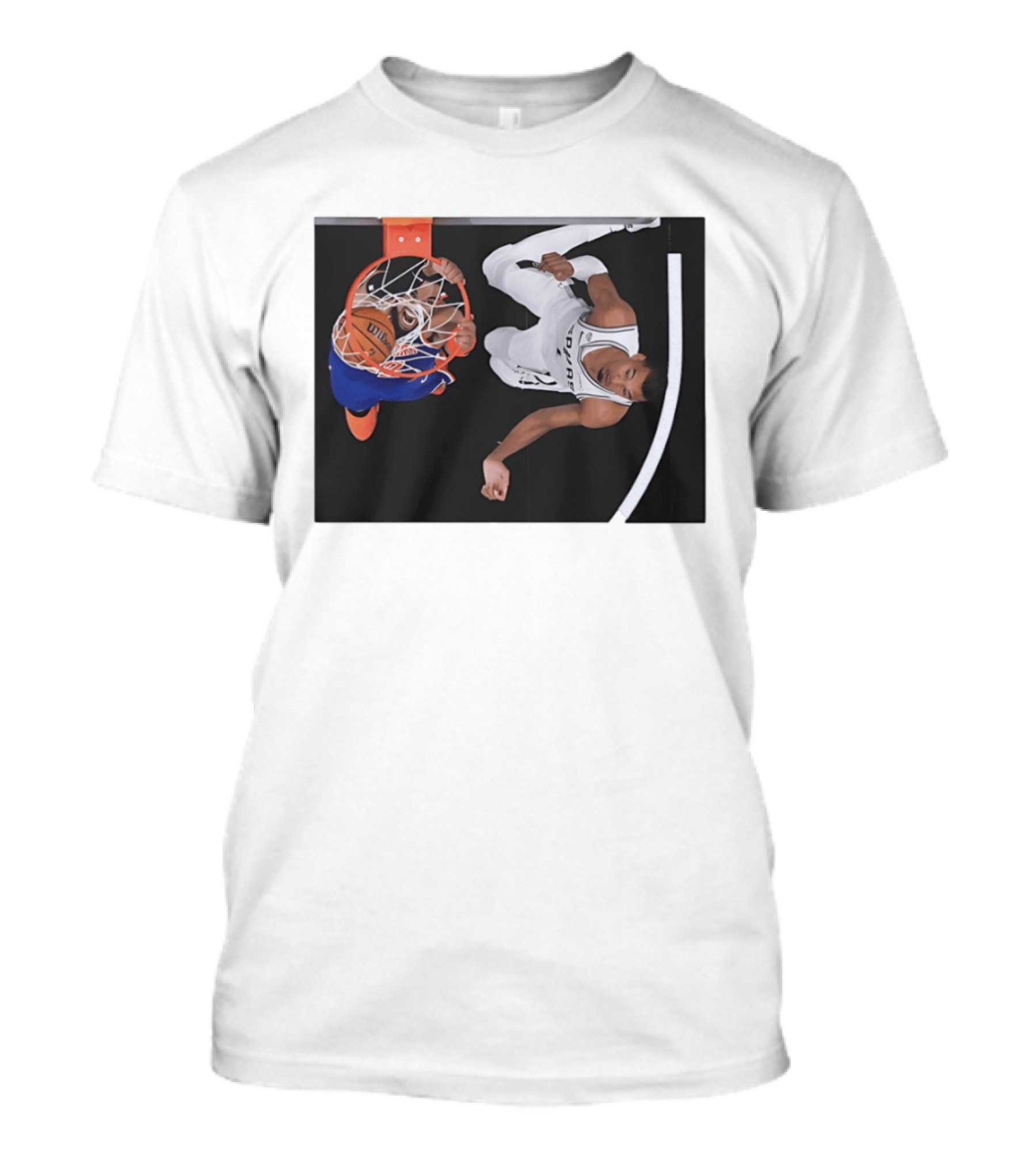 Jalen Brunson New York Knicks Victor Wembanyama San Antonio Spurs NBA Basketball Action T-Shirt