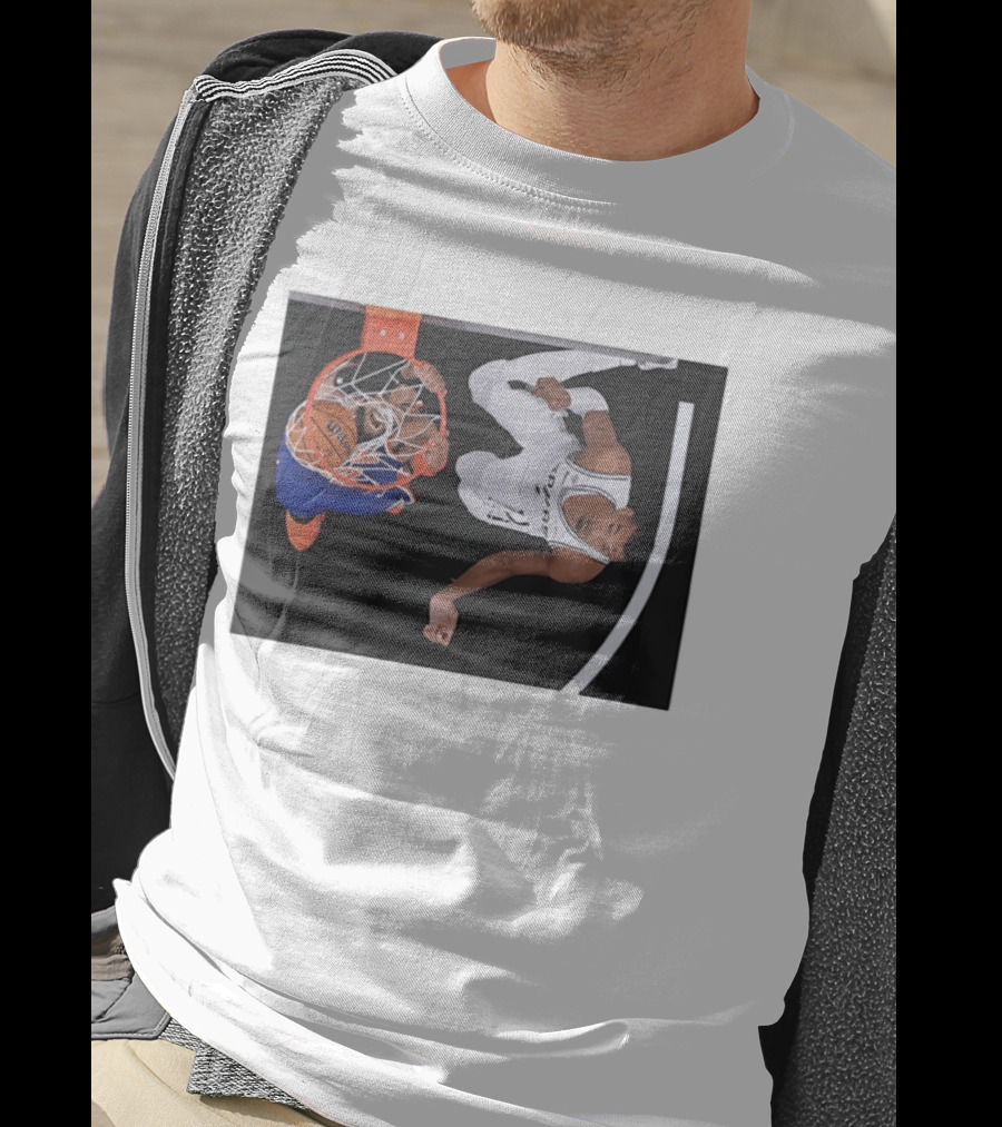 Jalen Brunson New York Knicks Victor Wembanyama San Antonio Spurs NBA Basketball Action T-Shirt