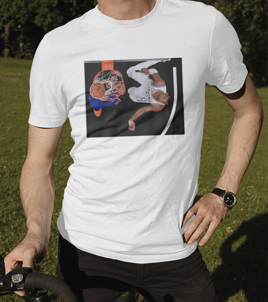 Jalen Brunson New York Knicks Victor Wembanyama San Antonio Spurs NBA Basketball Action T-Shirt