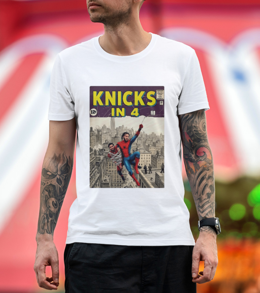 Knicks In 4 Jalen Brunson Vs Donovan Mitchell Comic Crossover New York Cleveland Showdown T-Shirt