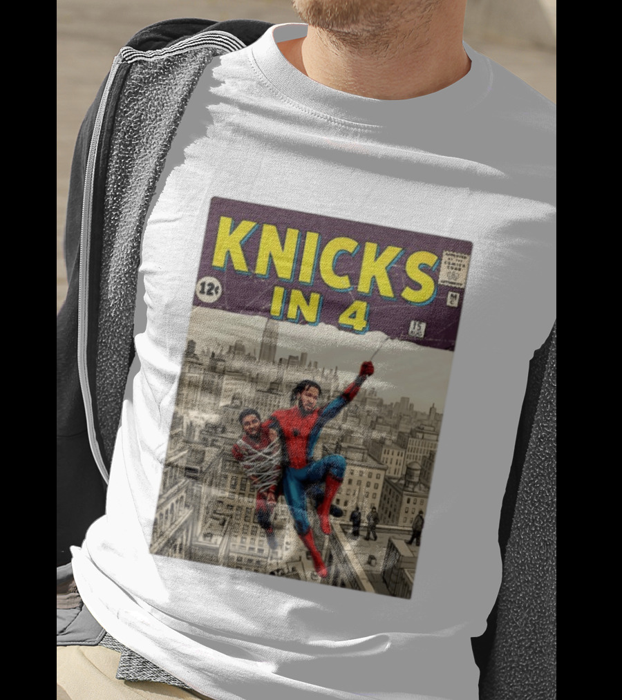 Knicks In 4 Jalen Brunson Vs Donovan Mitchell Comic Crossover New York Cleveland Showdown T-Shirt