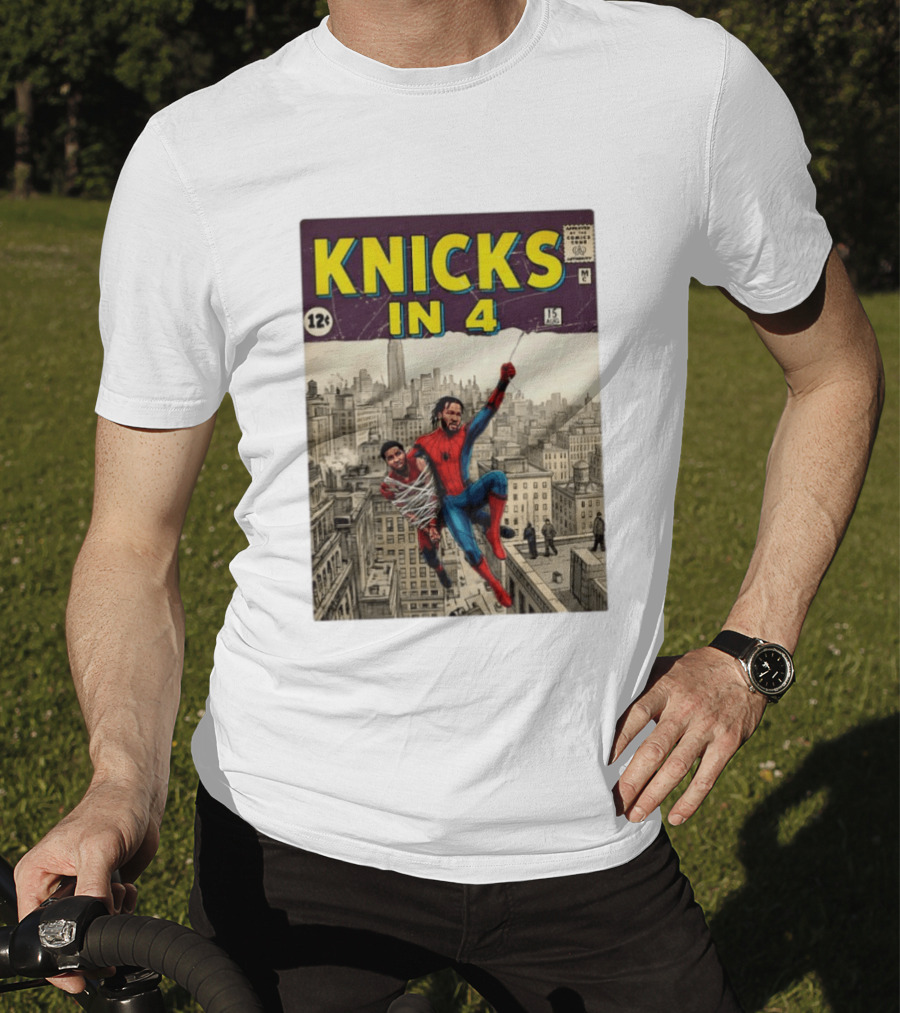 Knicks In 4 Jalen Brunson Vs Donovan Mitchell Comic Crossover New York Cleveland Showdown T-Shirt