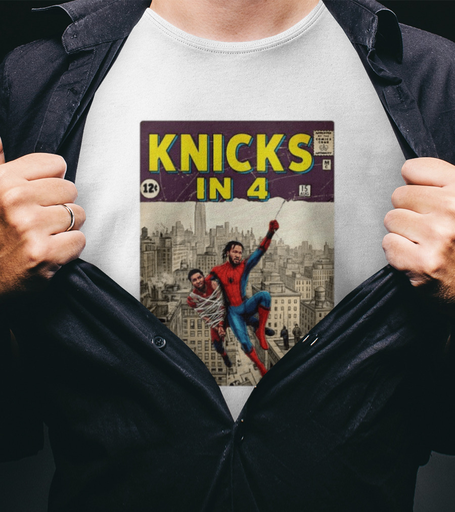 Knicks In 4 Jalen Brunson Vs Donovan Mitchell Comic Crossover New York Cleveland Showdown T-Shirt