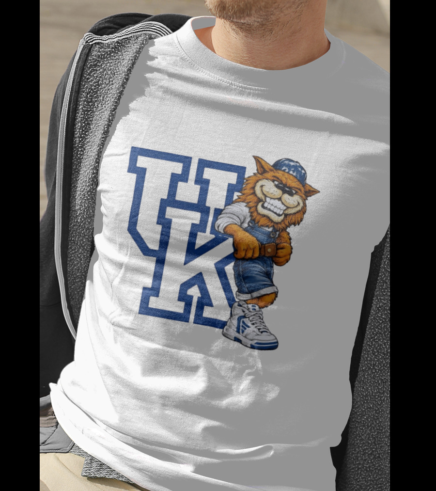 Kentucky Wildcats UK Mascot In Overalls Sneakers Athletics Basketball T-Shirt