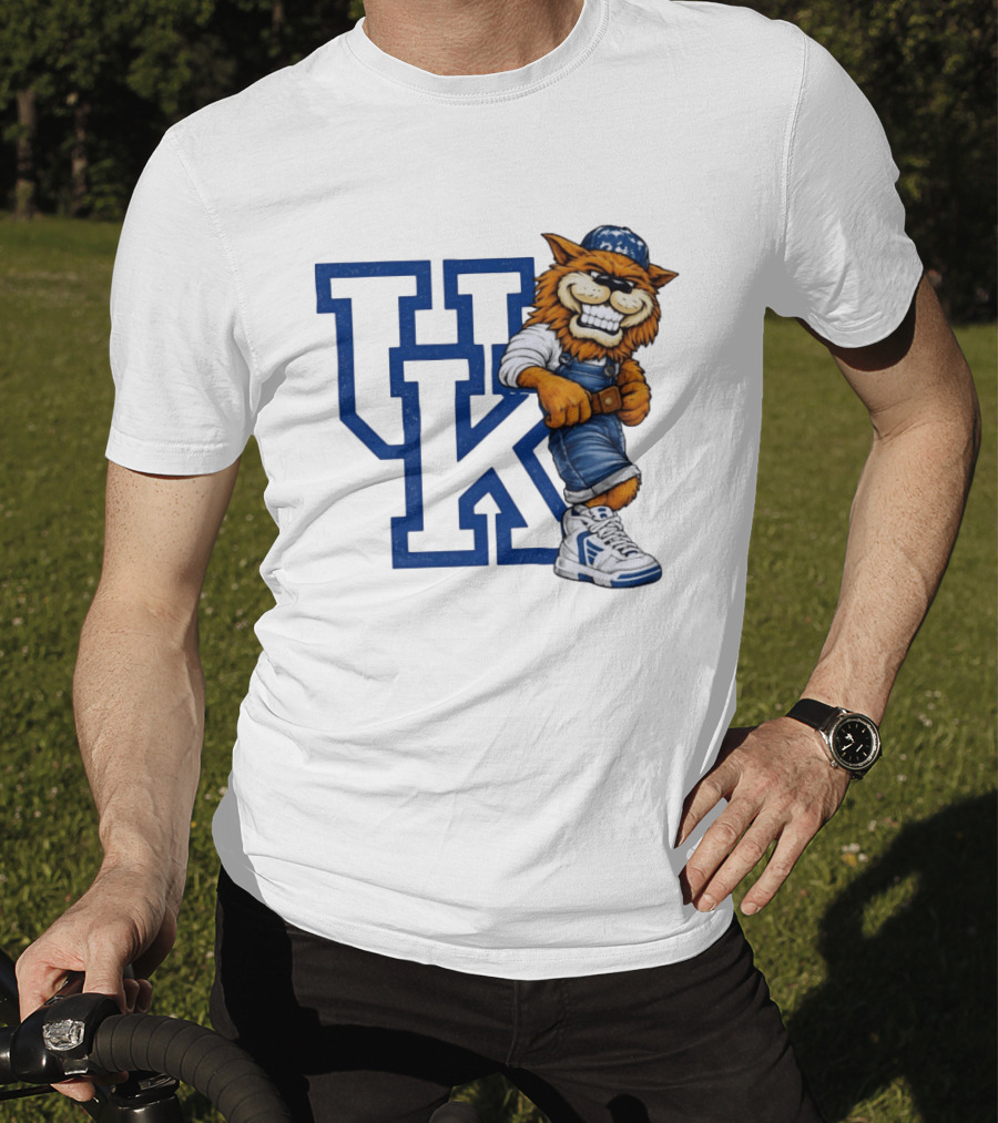 Kentucky Wildcats UK Mascot In Overalls Sneakers Athletics Basketball T-Shirt