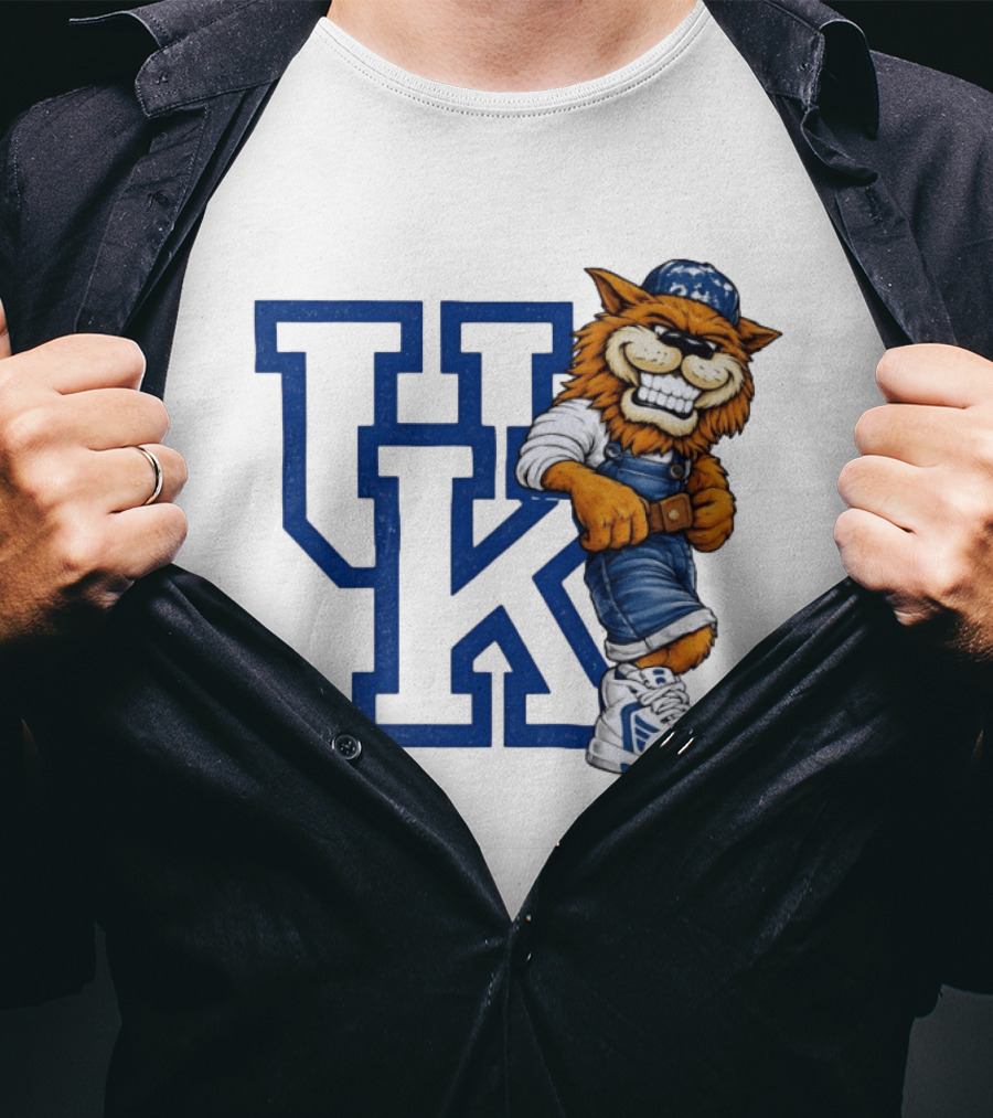 Kentucky Wildcats UK Mascot In Overalls Sneakers Athletics Basketball T-Shirt