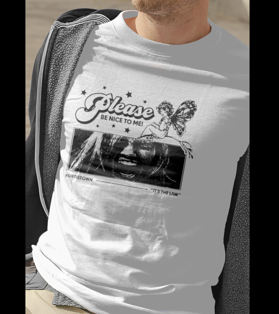 Kurt Cobain Nirvana Please Be Nice To Me Kurtistown Its The Law Butterfly Stars T-Shirt