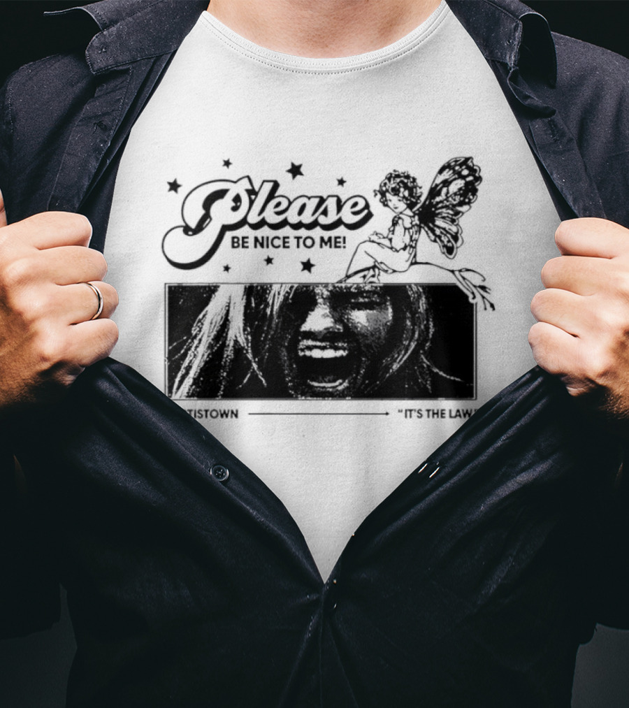 Kurt Cobain Nirvana Please Be Nice To Me Kurtistown Its The Law Butterfly Stars T-Shirt