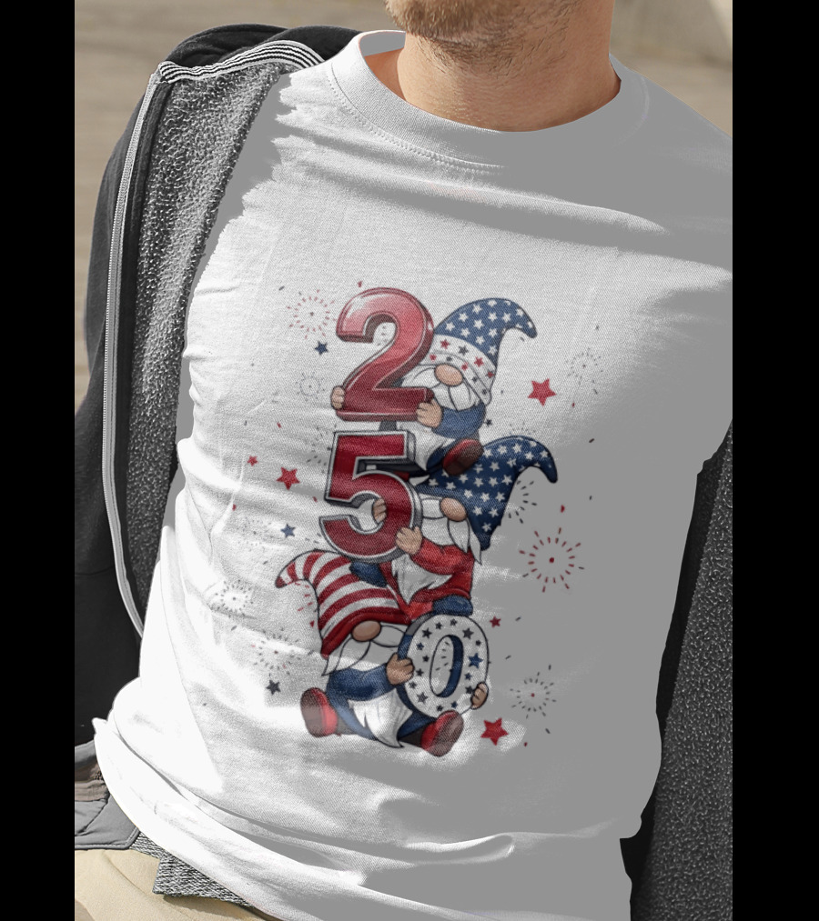 Patriotic Gnomes 250 Years Of Independence USA Fourth Of July Celebrations T-Shirt
