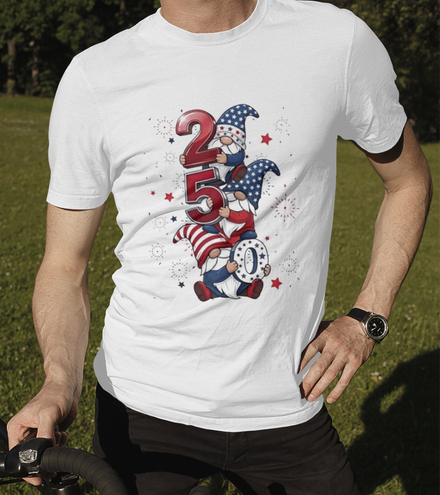 Patriotic Gnomes 250 Years Of Independence USA Fourth Of July Celebrations T-Shirt