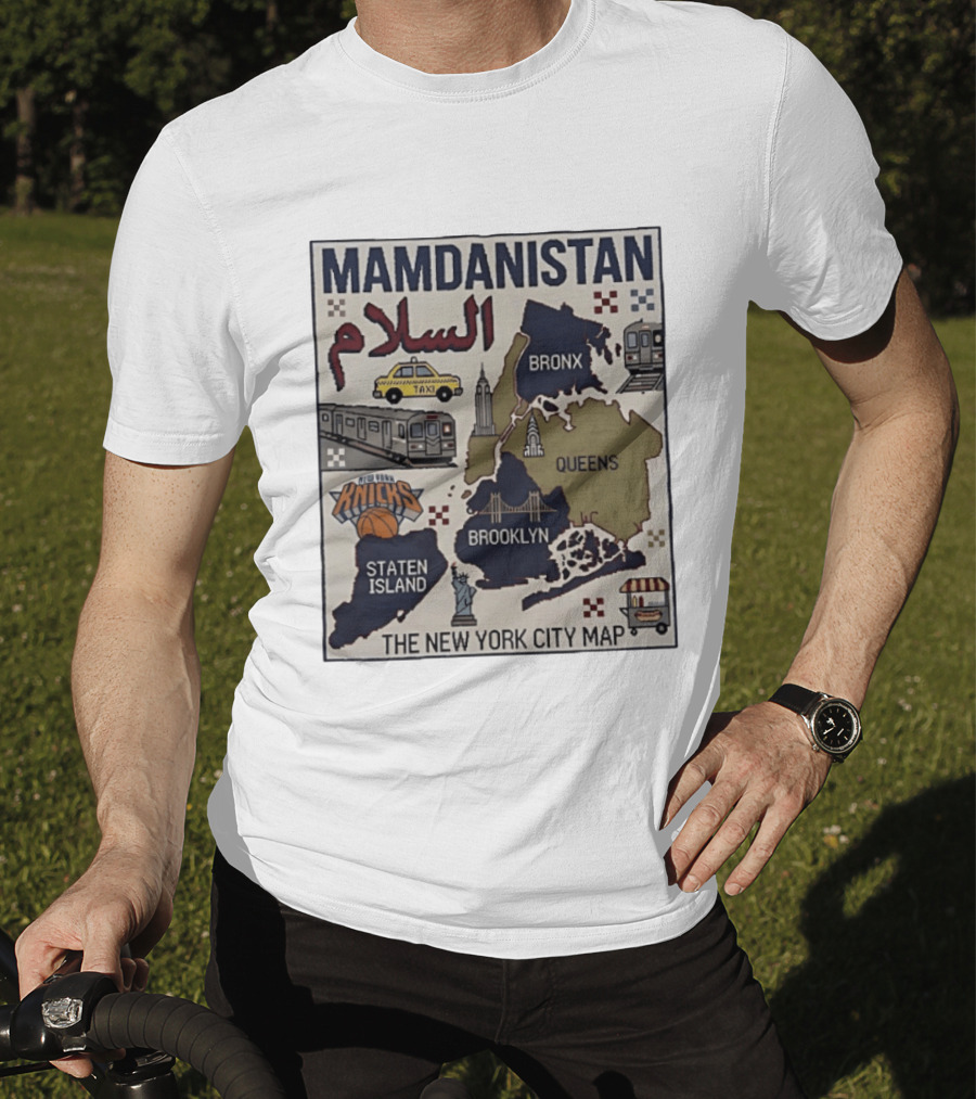 Mamdanistan Salaam New York City Map Knicks Bronx Queens Brooklyn Staten Island T-Shirt