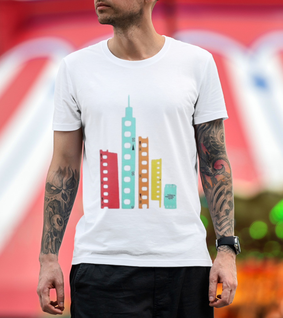 Tribeca Festival Kith 96 Film Reel Skyline New York City Architecture T-Shirt