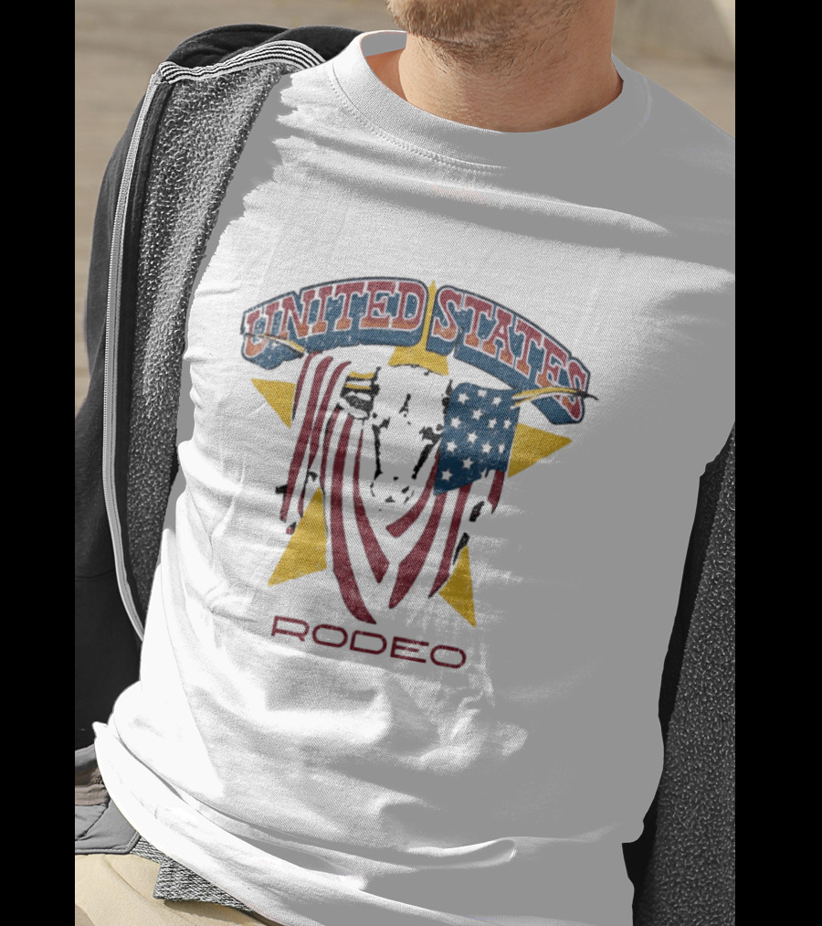 United States Rodeo Bull American Flag Yellow Star Country Western T-Shirt