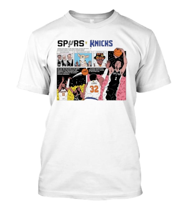 San Antonio Spurs V New York Knicks Comic Victor Wembanyama Jalen Brunson Karl Anthony Towns T-Shirt