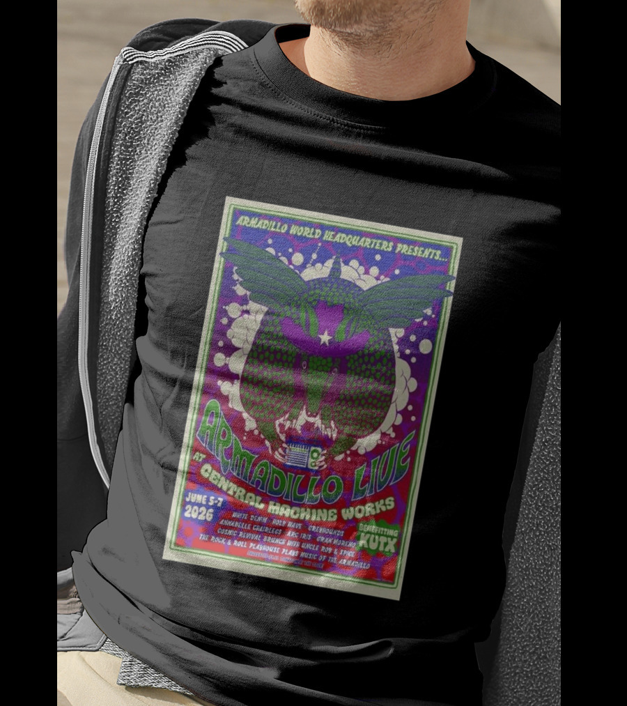 Armadillo World Headquarters Presents Armadillo Live At Central Machine Works June 5 7 2026 Benefiting KUTX T-Shirt