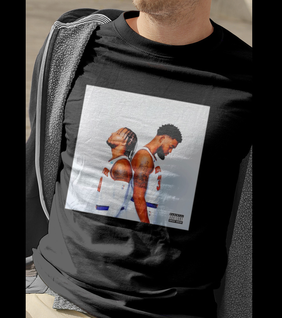 Knicks Basketball Players Brunson Towns Parental Advisory Album Cover T-Shirt