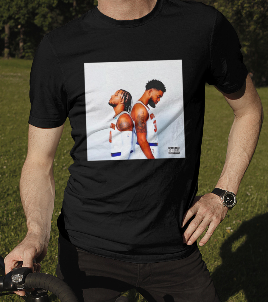 Knicks Basketball Players Brunson Towns Parental Advisory Album Cover T-Shirt