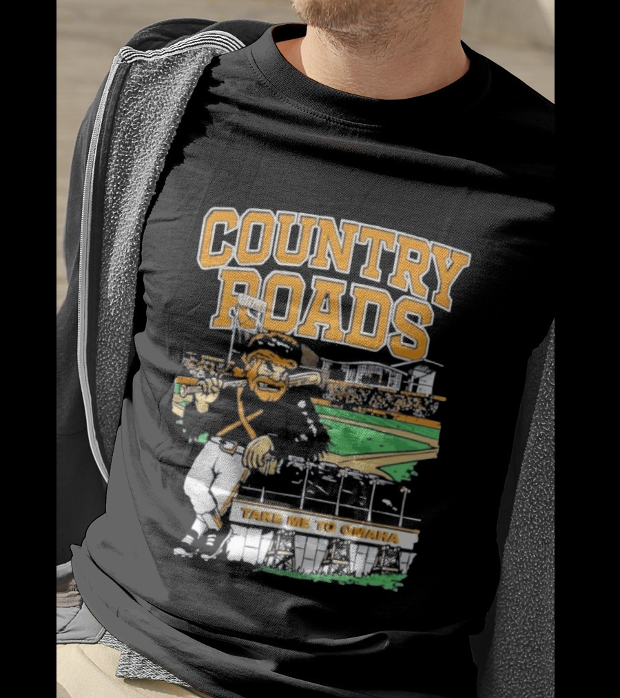 Country Roads Baseball Motif Take Me To Omaha T-Shirt