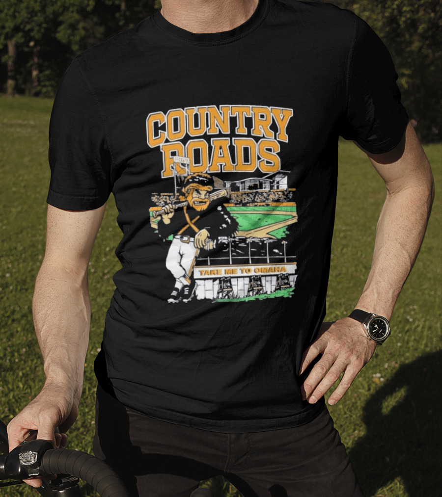 Country Roads Baseball Motif Take Me To Omaha T-Shirt