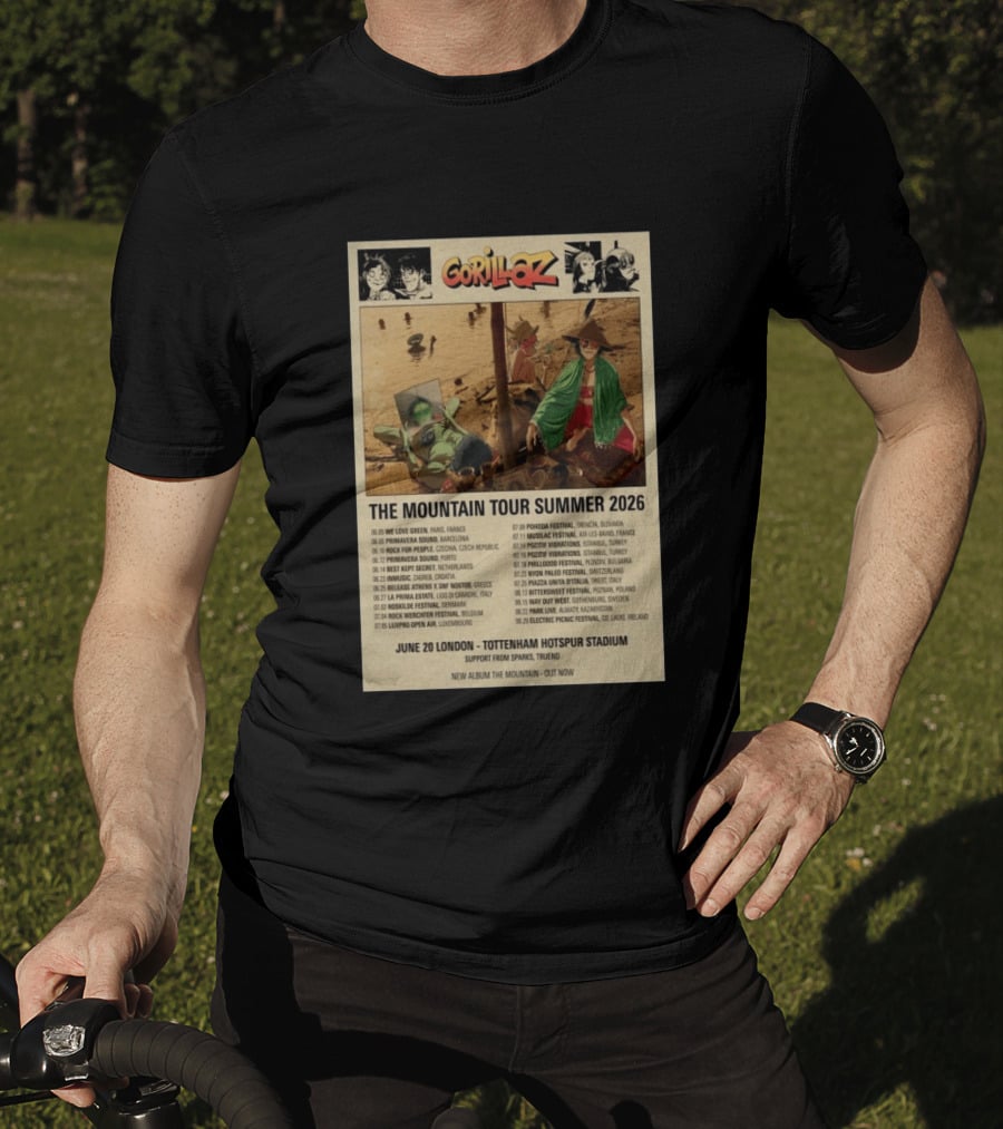 Gorillaz The Mountain Tour Summer 2026 Concert Featuring Noodle And Band Members T-Shirt