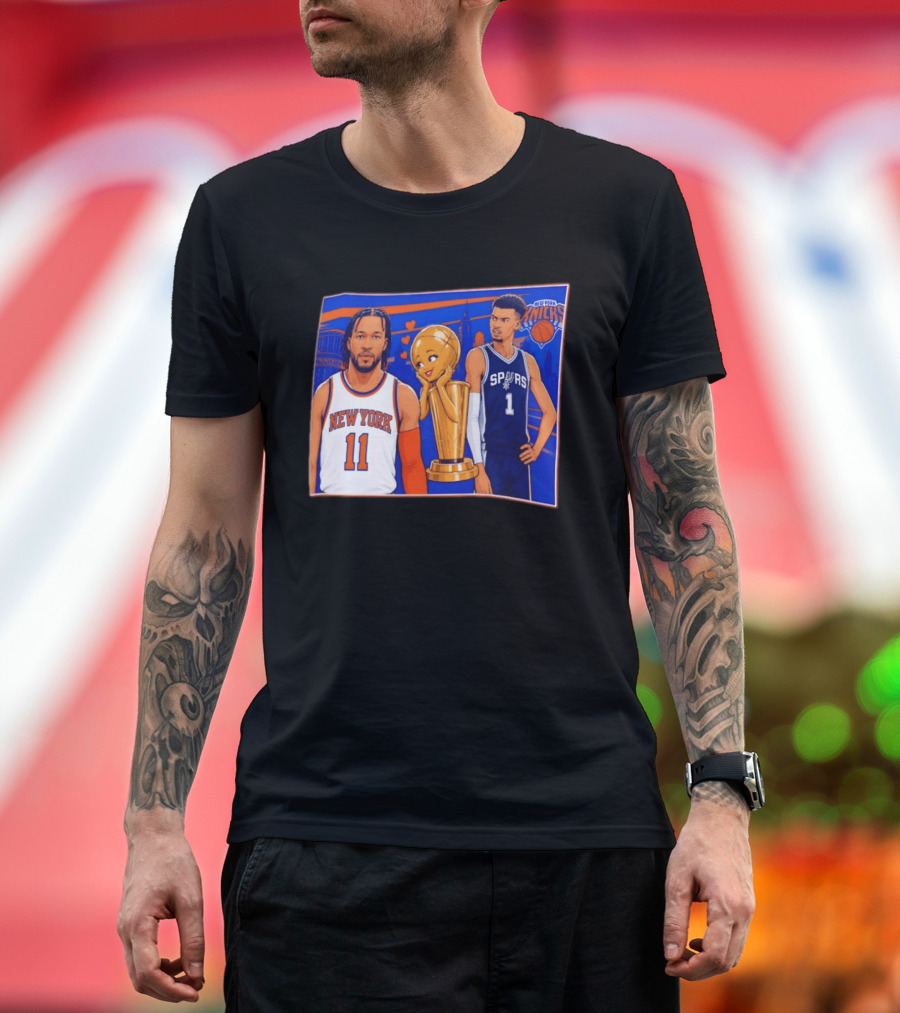 Jalen Brunson New York Knicks Victor Wembanyama San Antonio Spurs Larry O'Brien Trophy T-Shirt