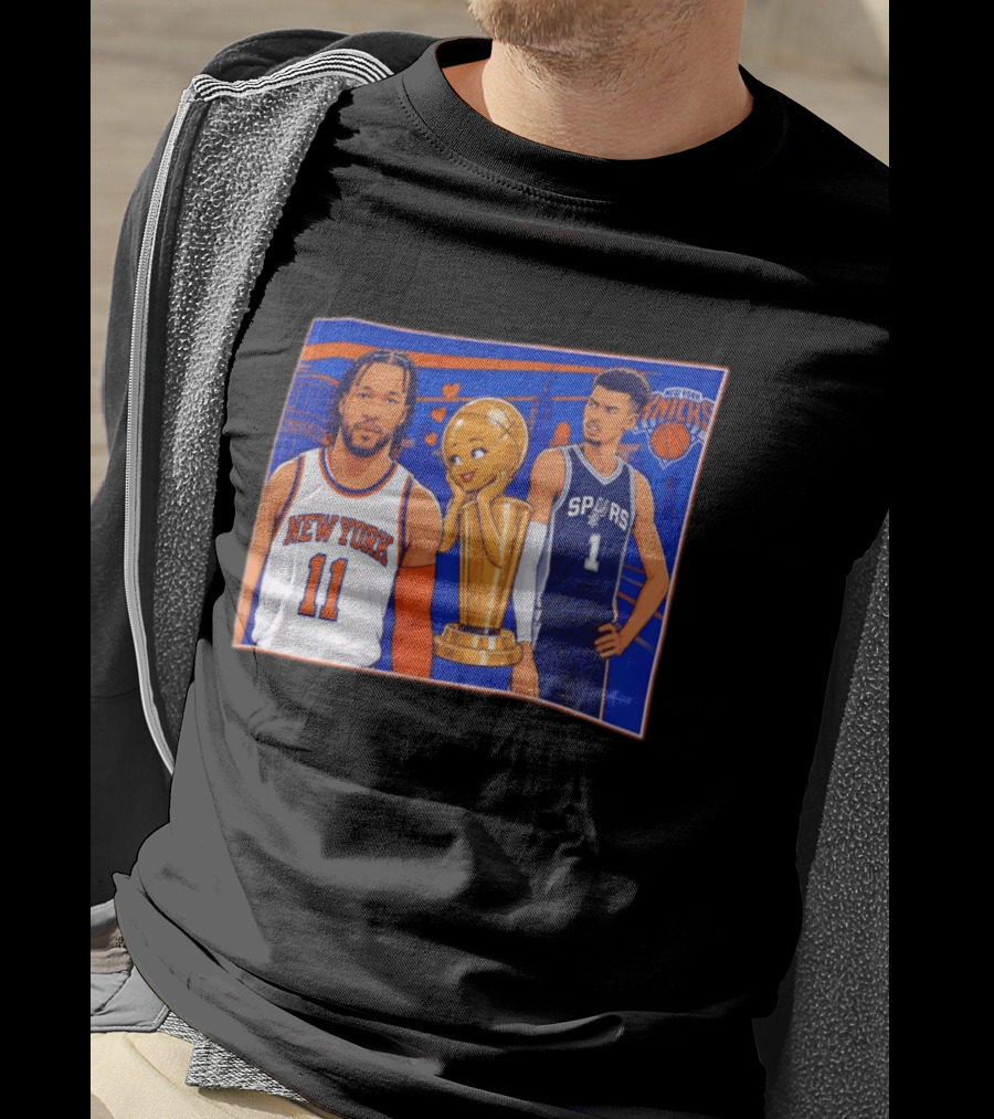 Jalen Brunson New York Knicks Victor Wembanyama San Antonio Spurs Larry O'Brien Trophy T-Shirt