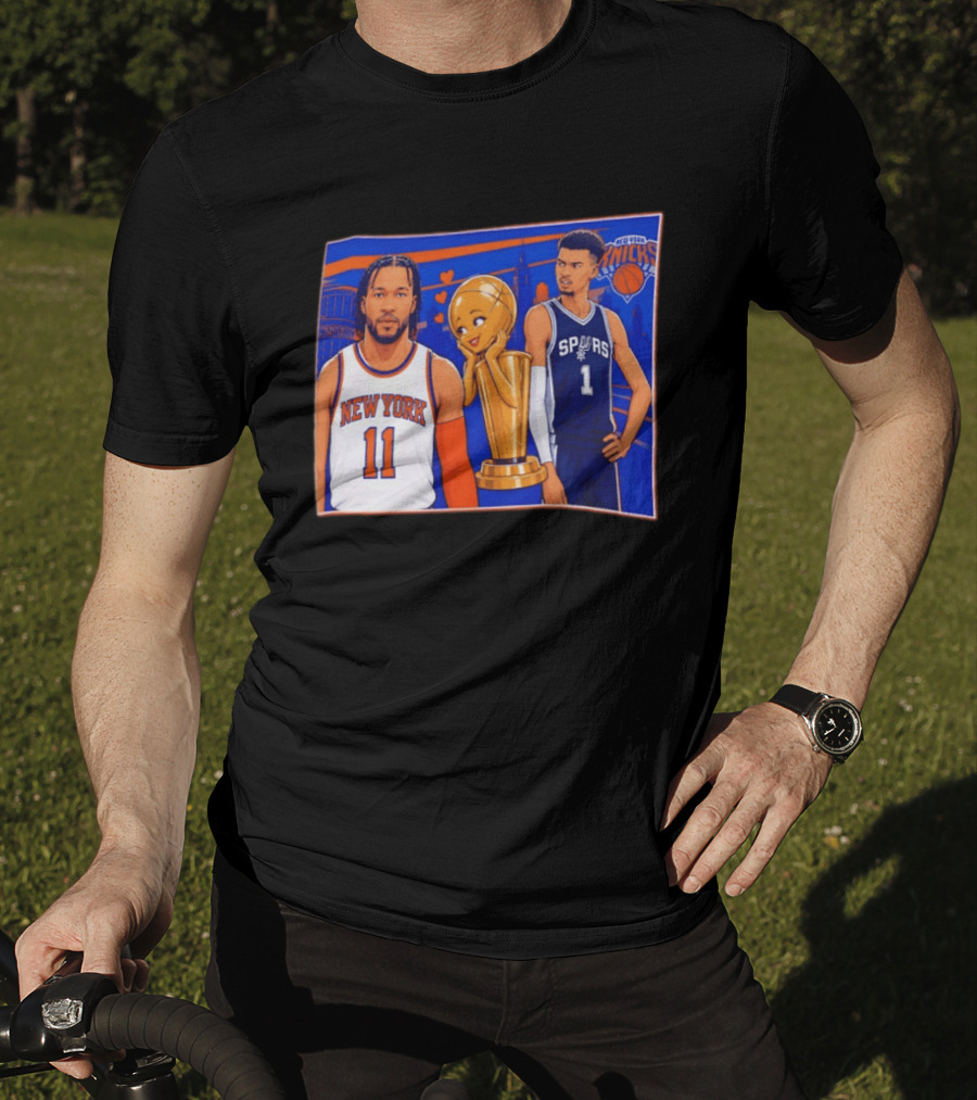 Jalen Brunson New York Knicks Victor Wembanyama San Antonio Spurs Larry O'Brien Trophy T-Shirt