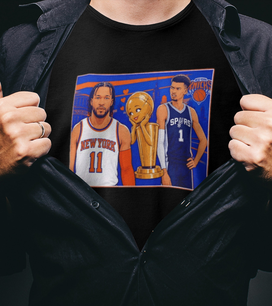 Jalen Brunson New York Knicks Victor Wembanyama San Antonio Spurs Larry O'Brien Trophy T-Shirt