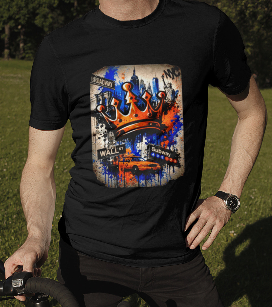 Broadway Wall St Subway NYC Crown Skyline Statue Graffiti T-Shirt