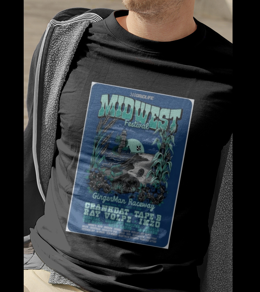 GRIDLIFE Midwest Festival GingerMan Raceway June 12 14 2026 South Haven MI Crankdat Tape B Ray Volpe INZO Borgore T-Shirt