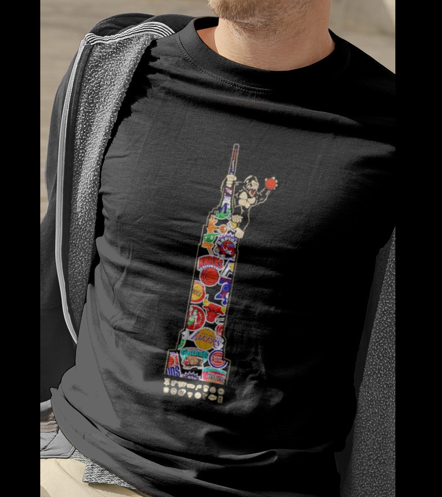 NBA Teams Empire State Building Phoenix Suns Lakers Knicks Gorilla Basketball Logos T-Shirt