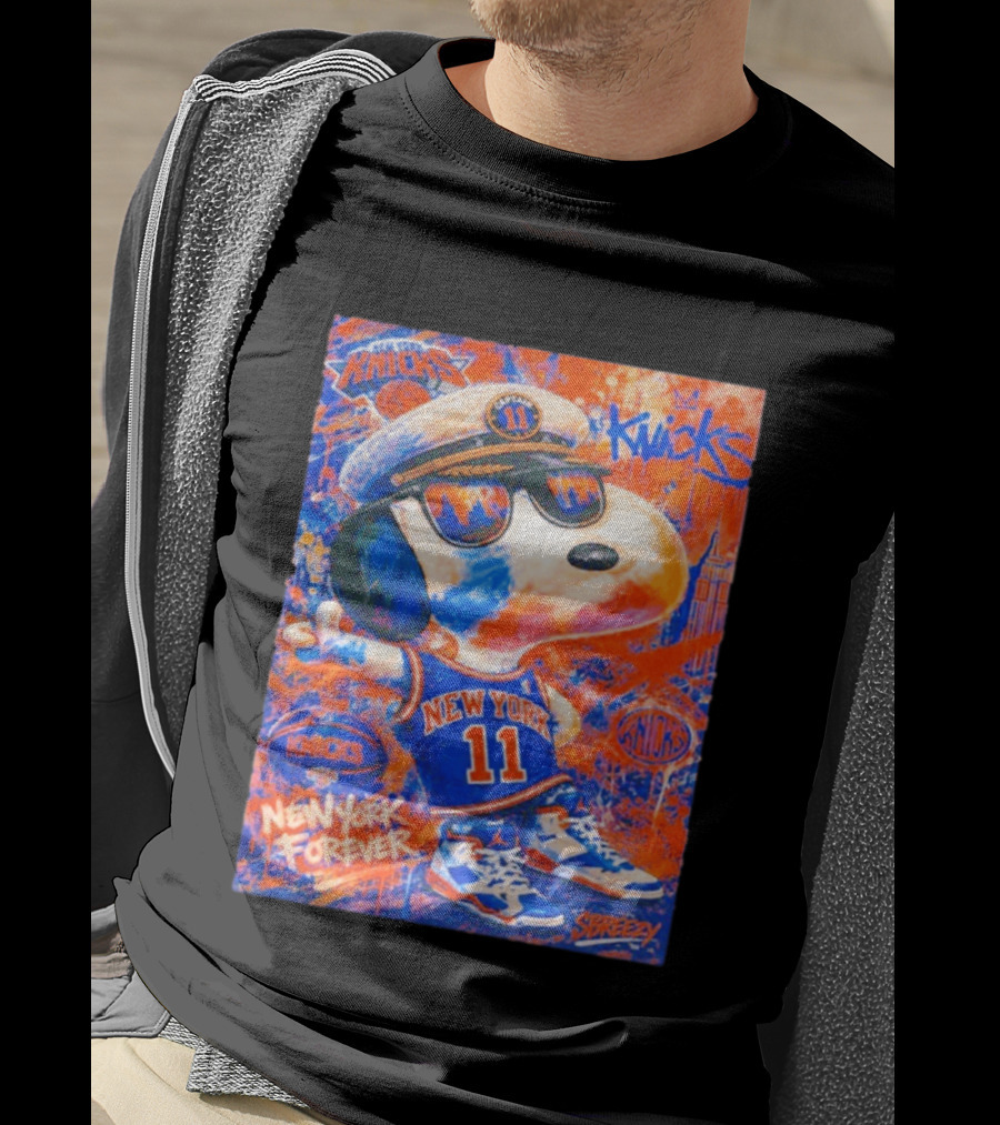 New York Knicks Snoopy Captain 11 New York Forever Streetwear Collection T-Shirt