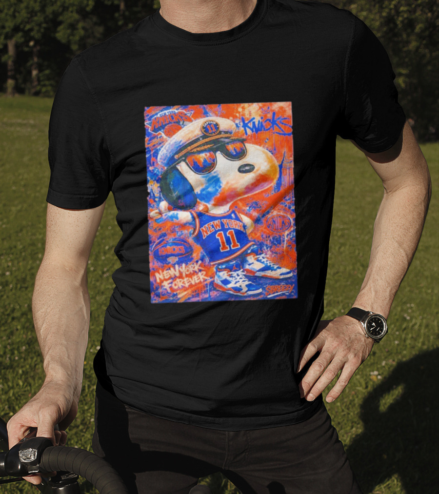 New York Knicks Snoopy Captain 11 New York Forever Streetwear Collection T-Shirt
