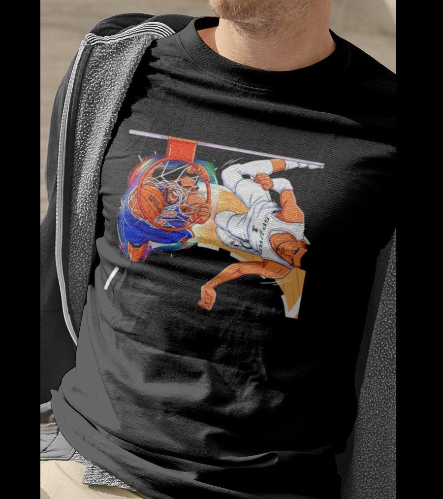 New York Knicks Vs San Antonio Spurs Comic Dunk Battle T-Shirt