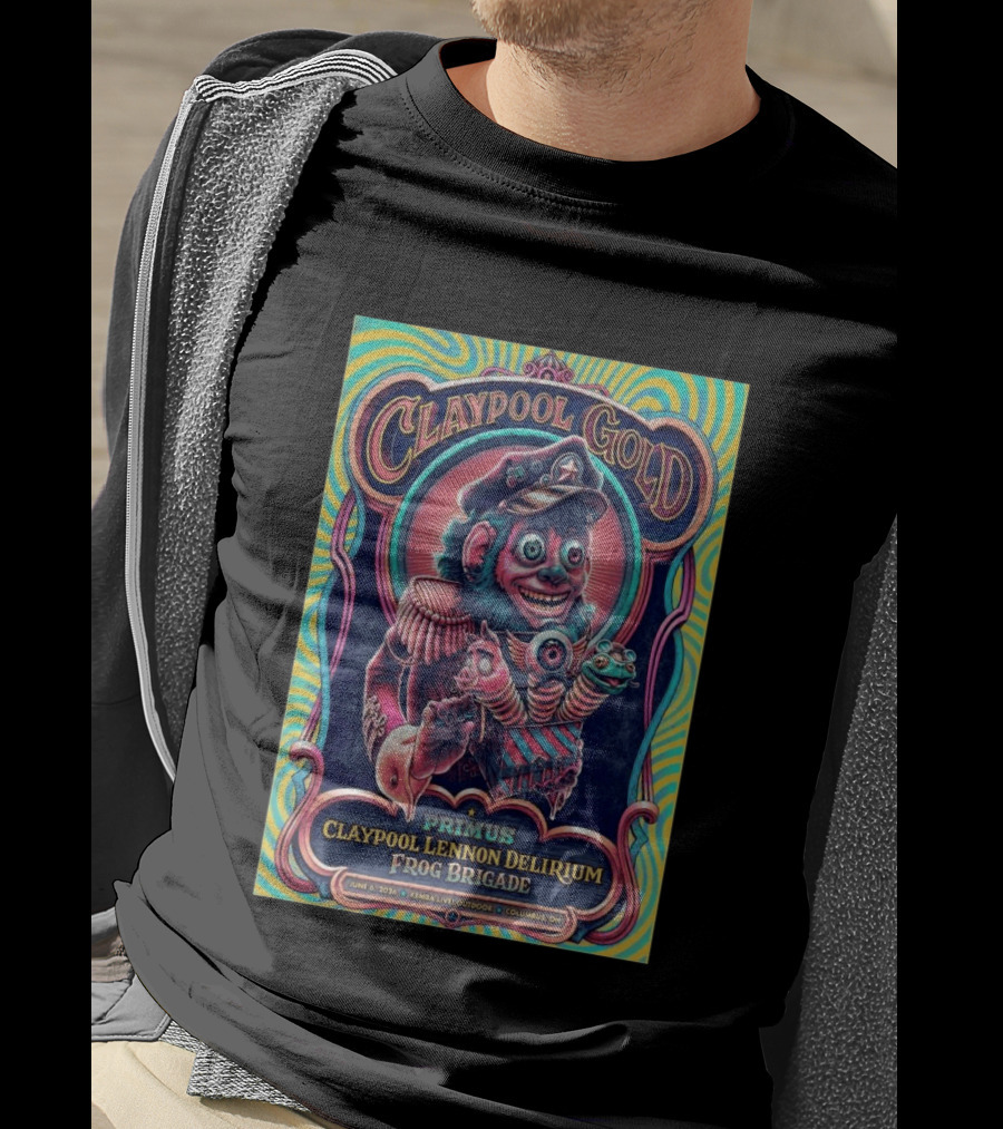 Primus Claypool Lennon Delirium Frog Brigade Columbus OH June 6 2026 Claypool Gold T-Shirt