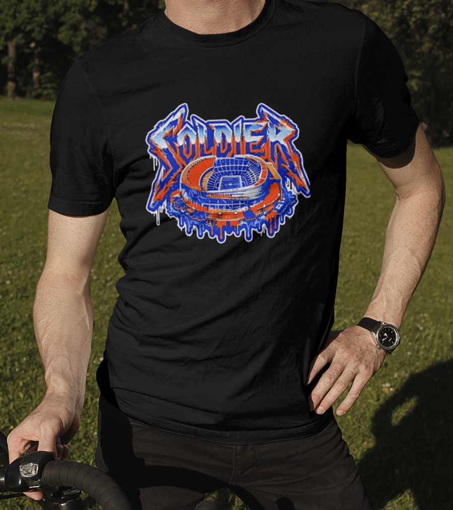 Chicago Bears Soldier Field Stadium Metal Font Drip Team Sports T-Shirt