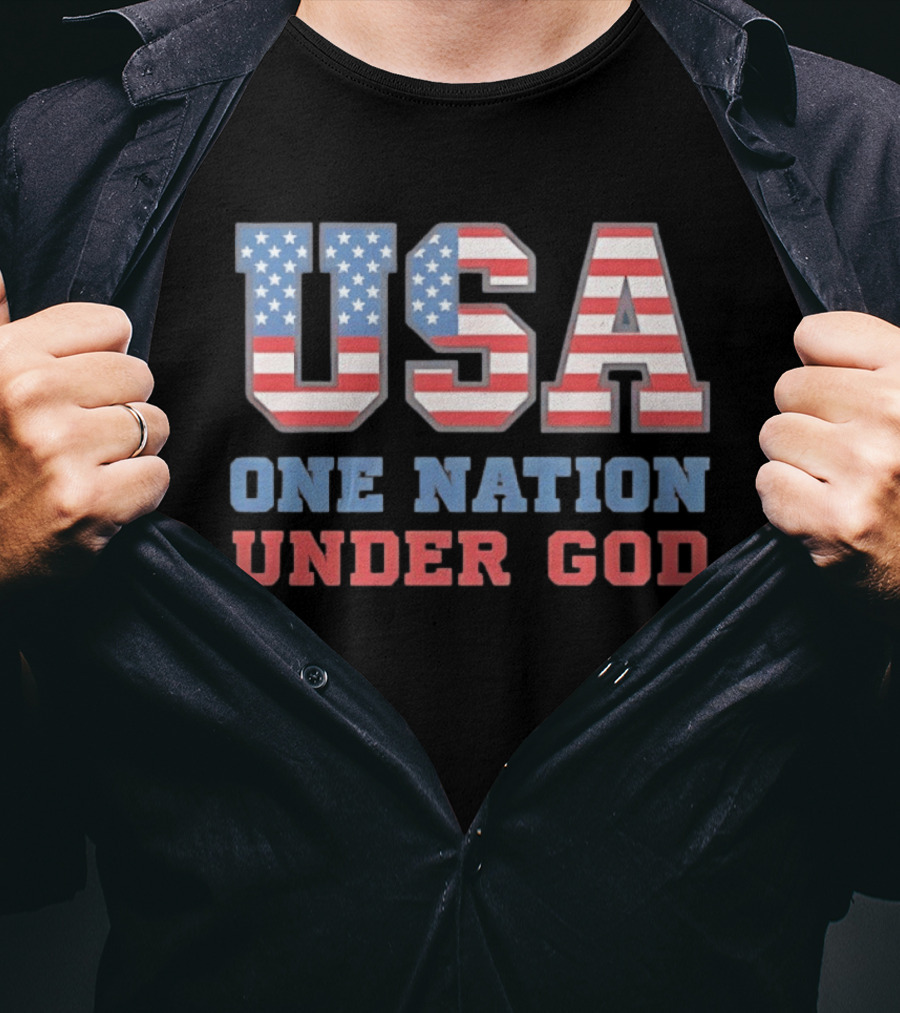 USA One Nation Under God American Flag Patriotic Stars And Stripes T-Shirt