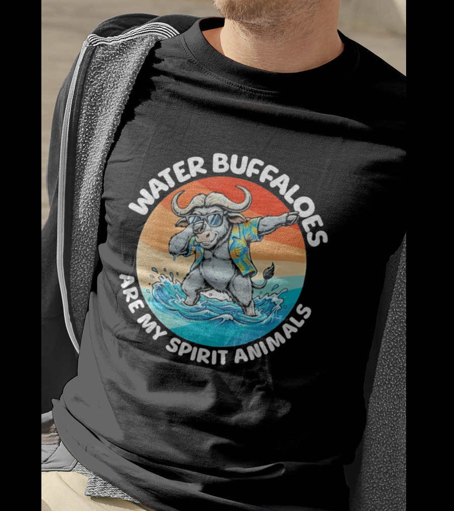 Water Buffaloes Are My Spirit Animals Dabbing Tropical Sunset T-Shirt