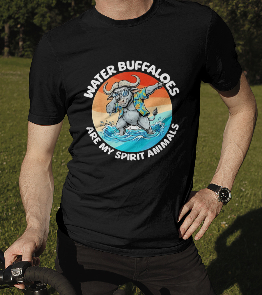Water Buffaloes Are My Spirit Animals Dabbing Tropical Sunset T-Shirt