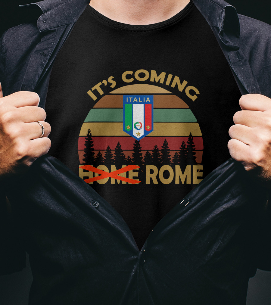 IT'S COMING ROME ITALIA Vintage Forest Sunset Badge T-Shirt
