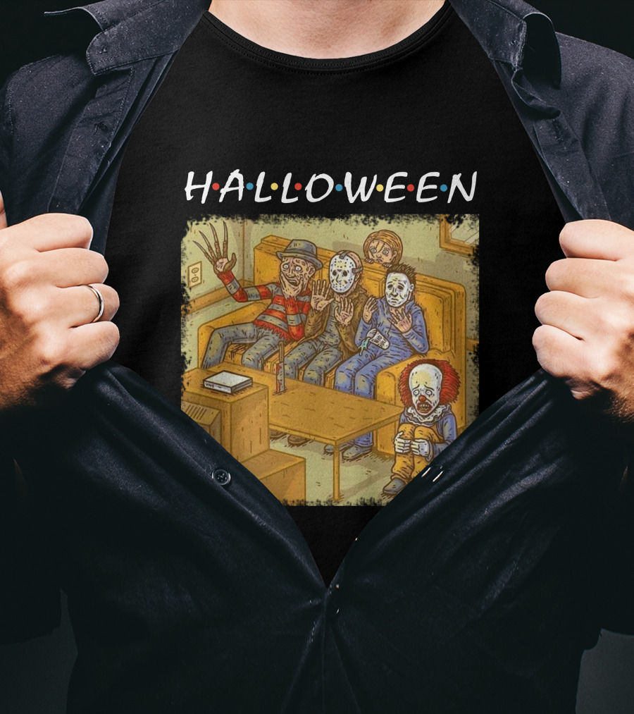 Halloween Horror Icons Relax On Couch T-Shirt