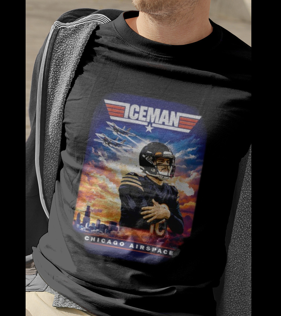 ICEMAN Chicago Airspace Caleb Williams Top Gun Chicago Bears T-Shirt