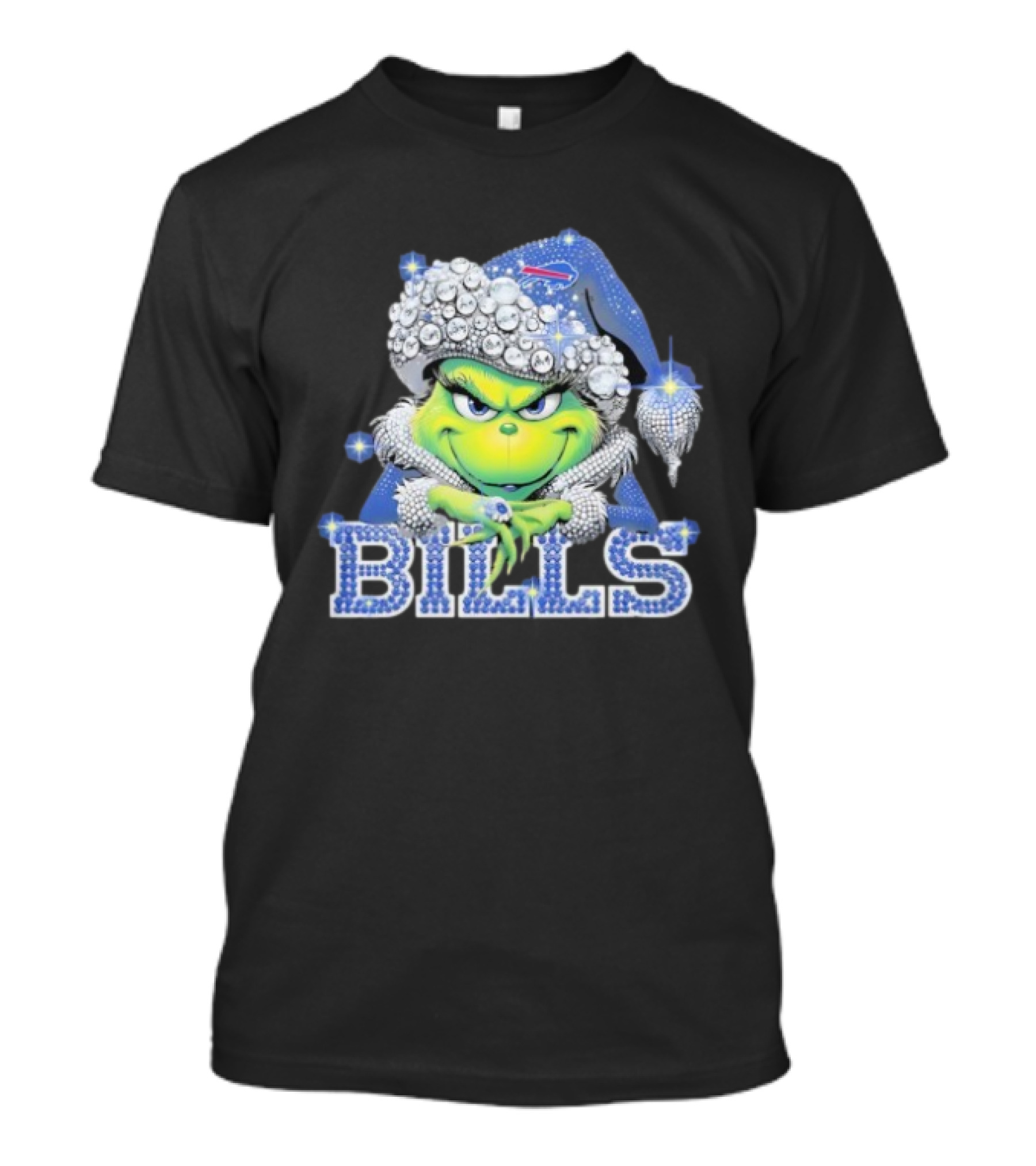 Buffalo Bills Grinch Santa Diamond Hat T-Shirt