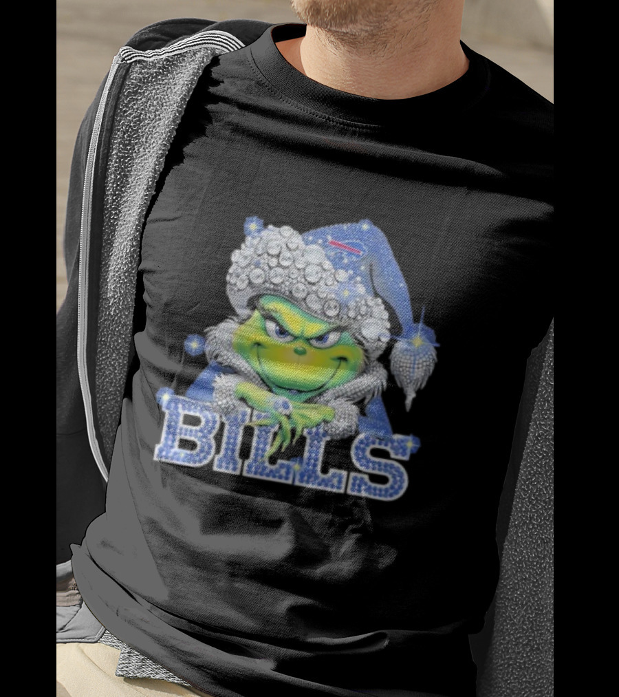 Buffalo Bills Grinch Santa Diamond Hat T-Shirt