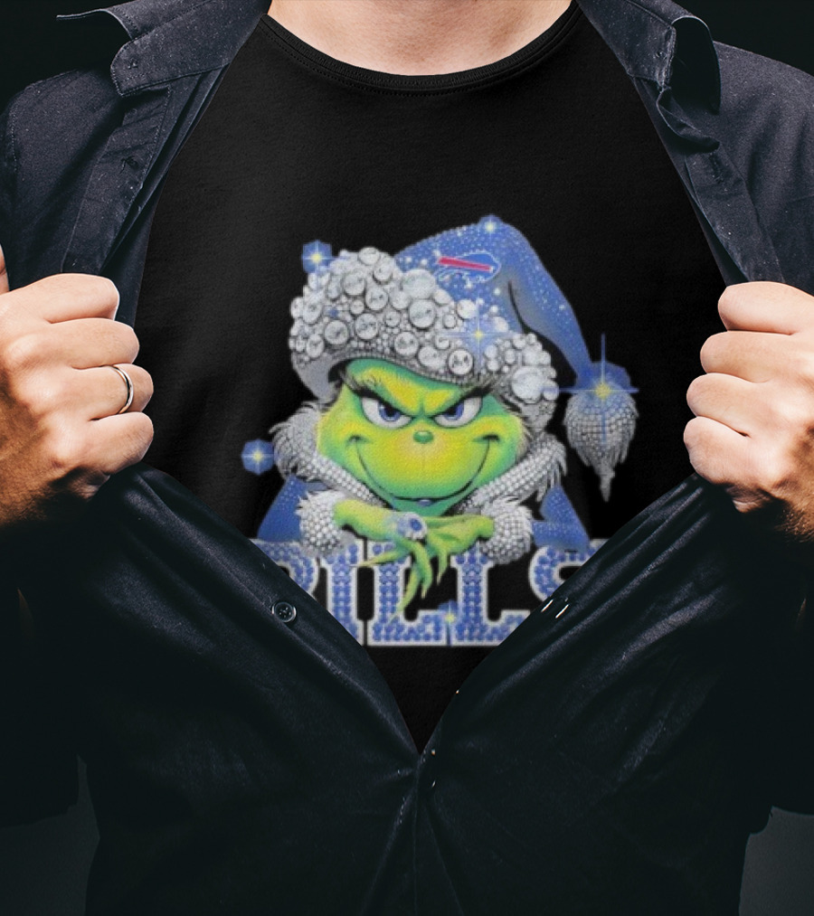 Buffalo Bills Grinch Santa Diamond Hat T-Shirt