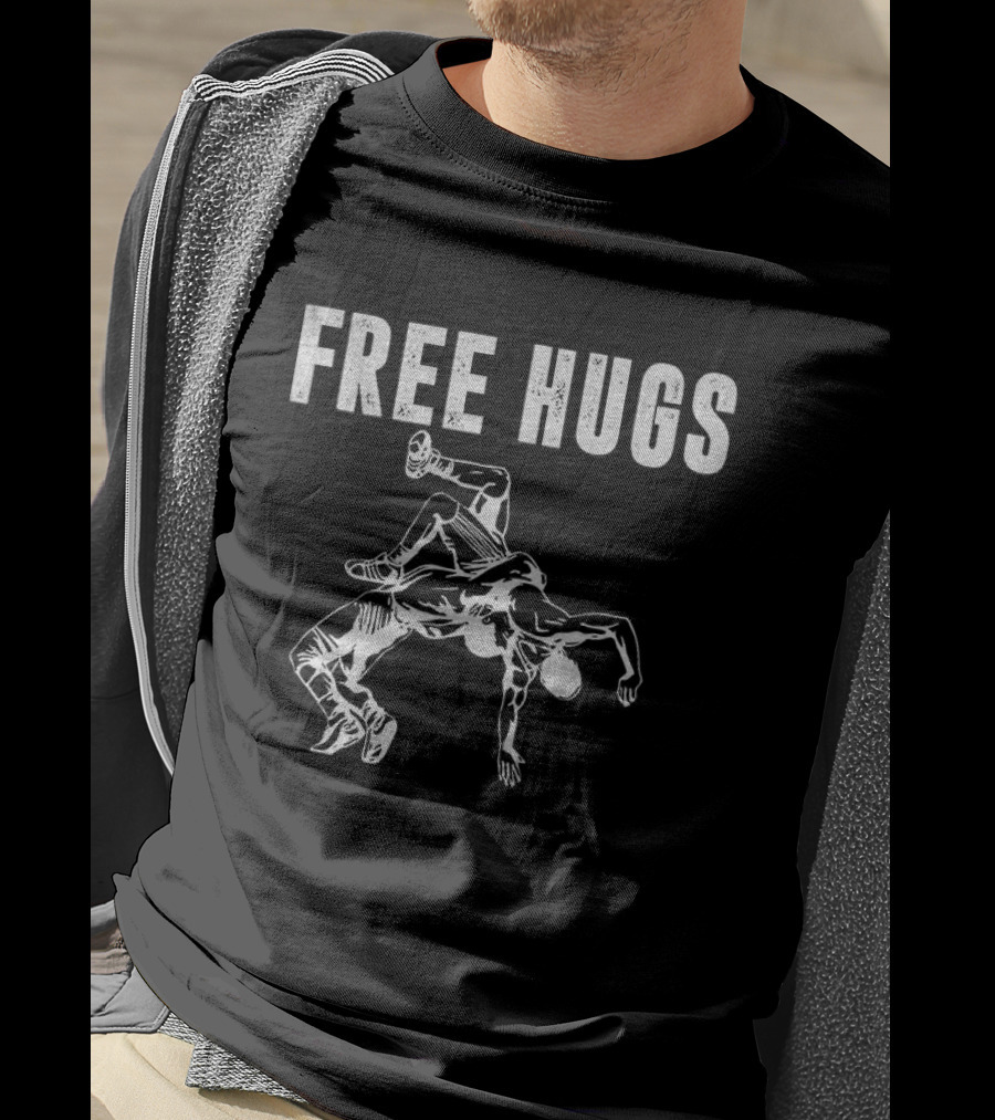 Free Hugs Wrestling Move Grappling Action T-Shirt