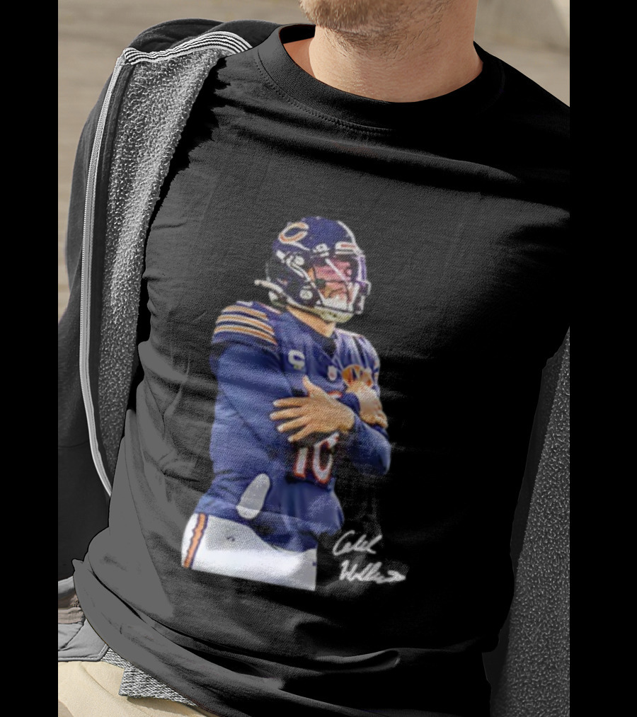 Caleb Williams Chicago Bears Ice Man Signature Football T-Shirt