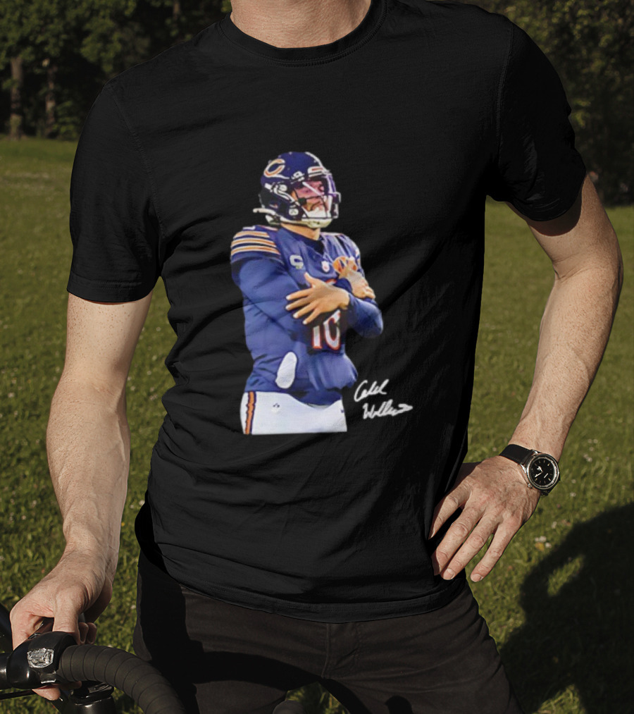 Caleb Williams Chicago Bears Ice Man Signature Football T-Shirt