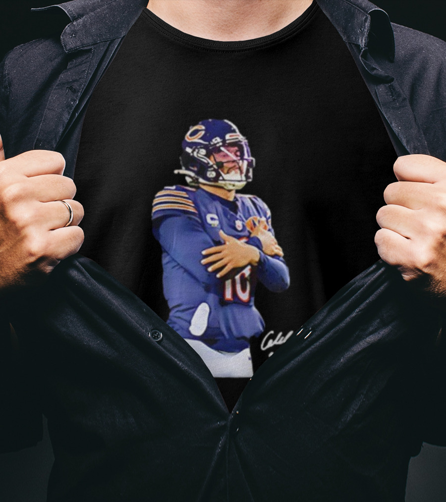 Caleb Williams Chicago Bears Ice Man Signature Football T-Shirt